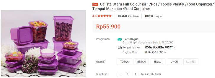 food container kulkas Calista Otaru Isi 17 Pcs
