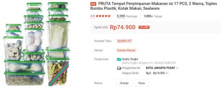 toples kulka Ikea Pruta Sealware isi 17 Pcs