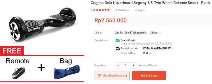Cognos Onix Hoverboard Segway Tahan Air