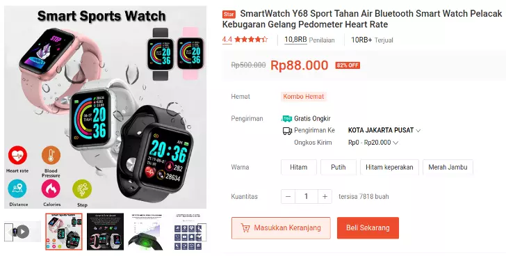 smartwatch murah y68