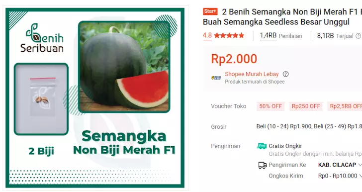 semangka dengan biji tanpa biji