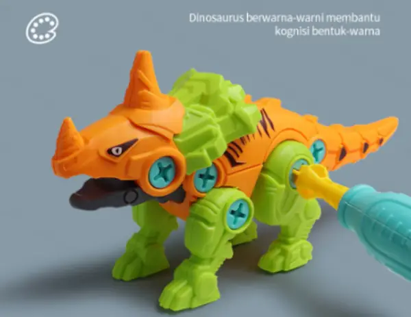 Bongkar mainan edukasi dinosaurus